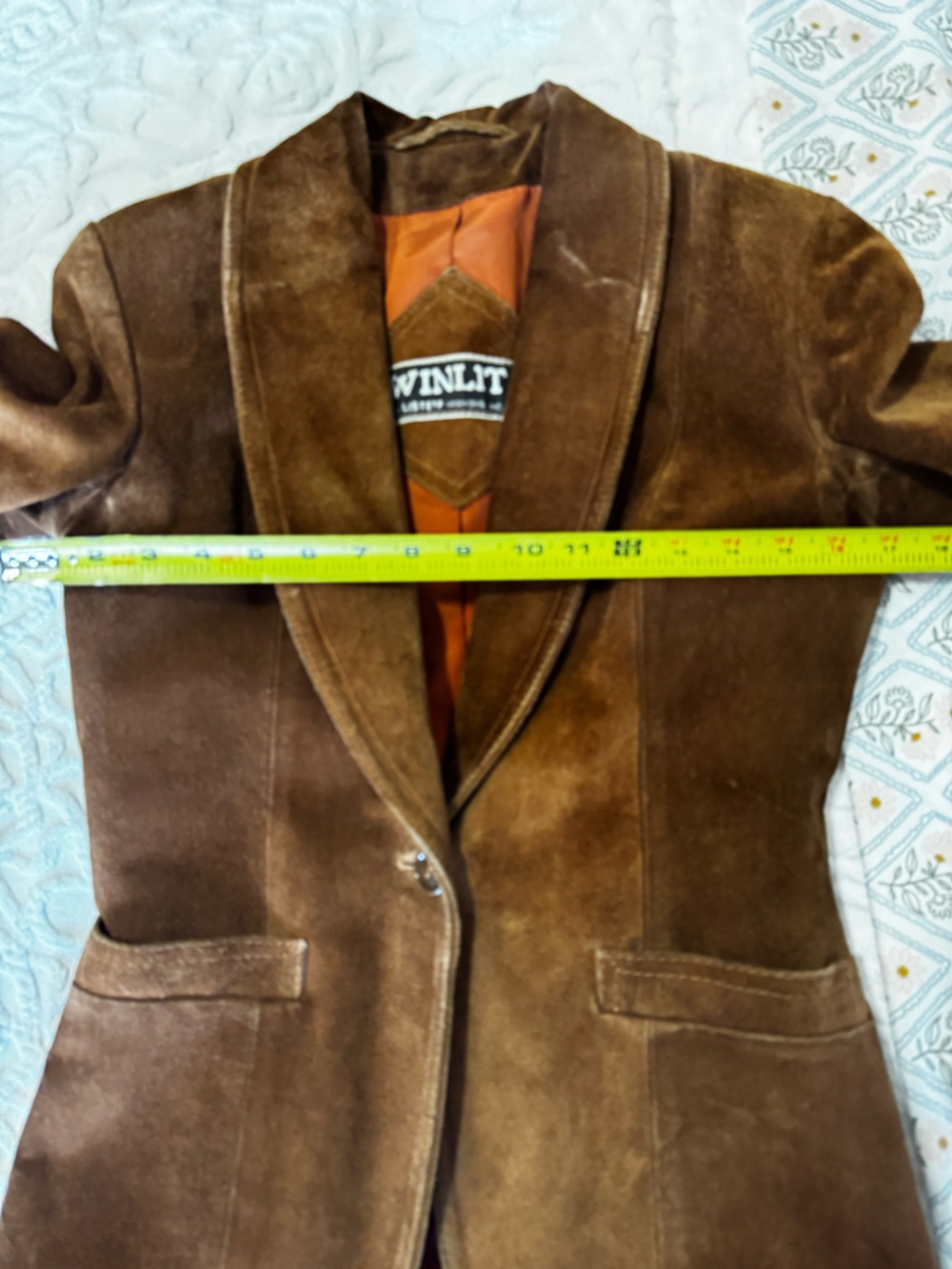 🤎 Vintage 80s Winlit Cognac Suede Leather Blazer Jacket Size 7 - Picture 16 of 16